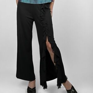 Ribkoff Y2K Asymmetrical Split-Leg Ruffled Pants
